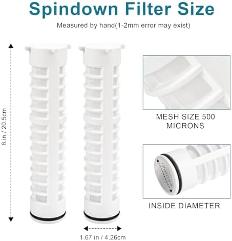 1-1/2 Inch 500 Mesh Spin Down Filters for Rusco Vu Flow, Spindown Sediment Filter Screen for Well Water and Sprinkler Irrigation, 8" Long FS1-1/2-500 - 2 Pack - Image 3