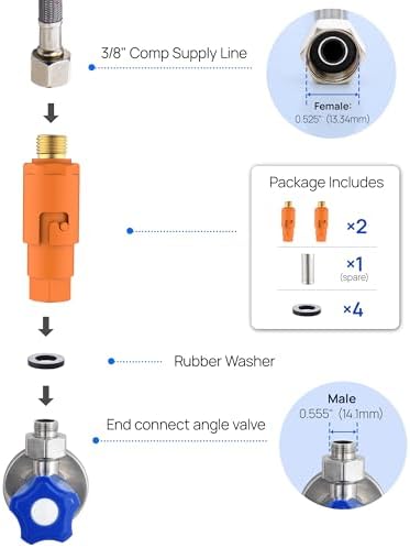 Under Sink In line Water Filter - Sediment Water Filter, Reusable Impurity Filter Attachment, 9/16" Female x 9/16" Male Thread Connector Size for Bathroom Kitchen RV Faucet Supply Lines (1 Pair) - Image 2