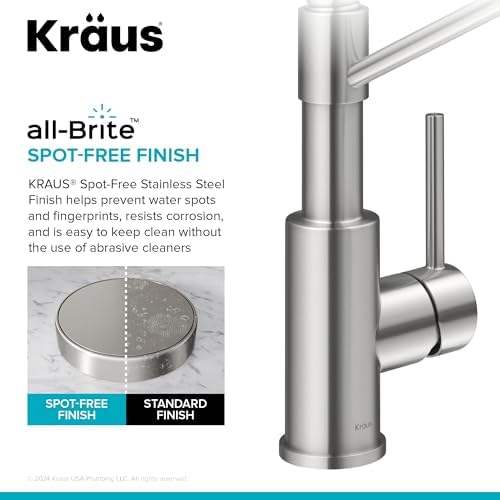 KRAUS Bolden 2-in-1 Commercial Style Pull-Down Single Handle Water Filter Kitchen Faucet in Spot-Free Stainless Steel with Purita 2-Stage Under-Sink Filtration System - Image 6