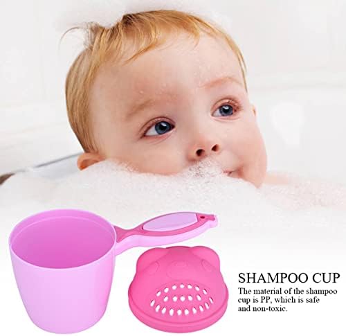 RiToEasysports Baby Bath Cup, Baby Shampoo Cup Cute Kid Wash Hair Rinser Bathing Flusher Protection Eye for Kids Green Pink (Pink) - Image 4