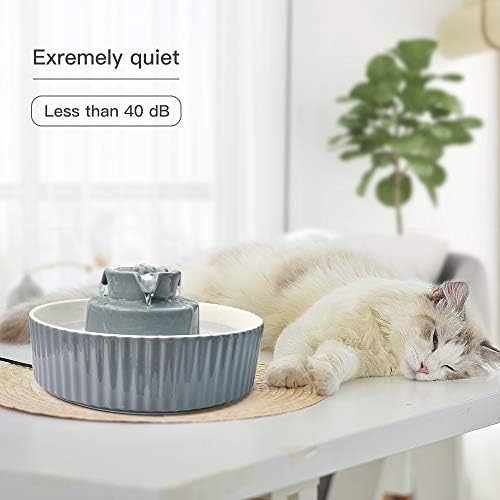 Pet Drinking Fountain: Cepheus 2.1L/71oz Cat Fountain-Automatic Water Fountain for Cats and Dogs with with Ultra-Quiet Pump(Grey) - Image 4