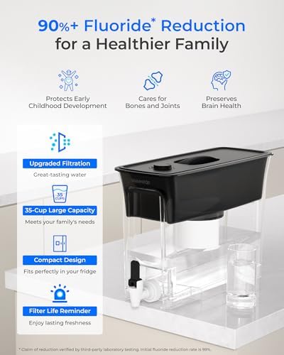 Waterdrop WFD-02L 35-Cup Water Filter Dispenser, Fluoride Reduction, Black - Image 2