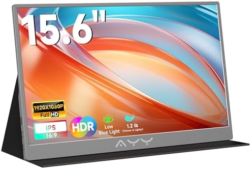 memzuoix 15.6" FHD 1080P Portable Monitor｜Second External｜100% sRGB｜USB-C+HDMI for PS5/Switch｜VESA Mount｜Built-in Speakers | Grey by memzuoix