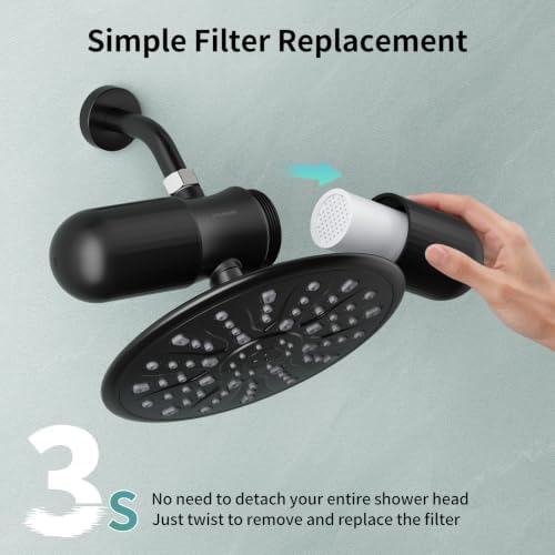 SR SUN RISE Duo Shower Filter – NSF Certified Shower Filter for Chlorine Reduction, Lead-Free, Easy Installation, High Flow, Nourish Hair & Skin, Matte Black - Image 6