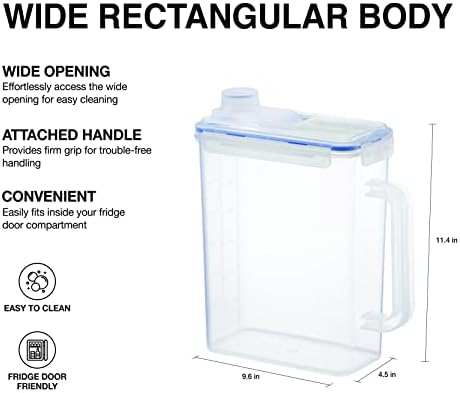 LocknLock Aqua Fridge Door Water Jug | Clear Pitcher | BPA Free Plastic Pitcher with Lid | 1 Gallon Pitcher with Lid for Water, Juice, Tea & More Beverages, Clear - Image 3