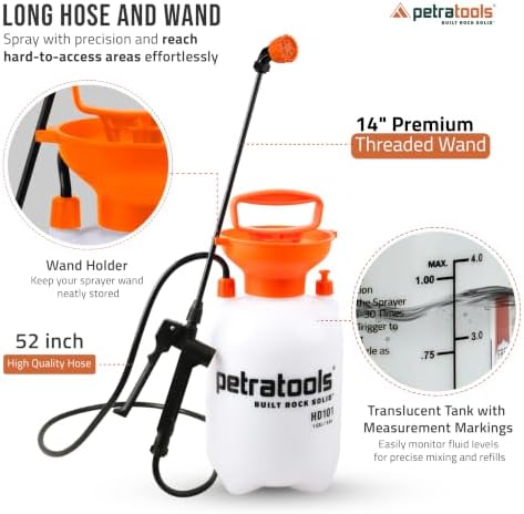 PetraTools HD101 Pro Kit - Pump Sprayer 1 Gallon, 52-in Hose & 5 Nozzles - Image 4