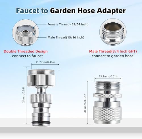 Hibbent 3/4" Swivel Quick Connect Faucet to Garden Hose Adapter, Chrome - Image 2