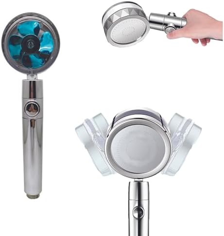Shower Head - High Pressure Turbo Shower Head, Chrome Finished Bathroom Rainfall Shower Head With Handheld Spray & Adjustable 360° Spin Rotation For Luxury Shower Experience by THEPERFRECTPART