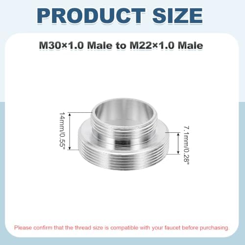 uxcell Faucet Aerator Adapter, M30 Male to M22 Male with Washer, 14mm Length - Image 2