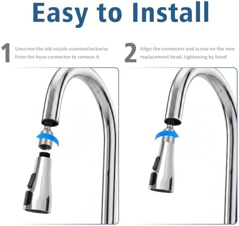 Kitchen Sink Faucet Sprayer Head Replacement, LED Temperature Sensitive Display Pull Down Pull Out Faucet Nozzle (Chrome) - Image 4