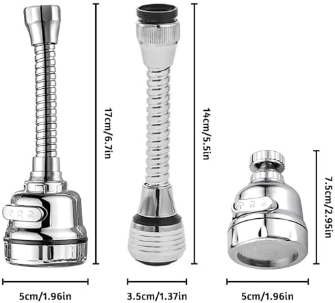 3 Pieces Kitchen Tap Head Fucet Aerator, 360 Degree Rotatable 3 Mode Adjustable Faucet Extender Kitchen Faucet Head Replacement for Bathroom Kitchen - Image 2