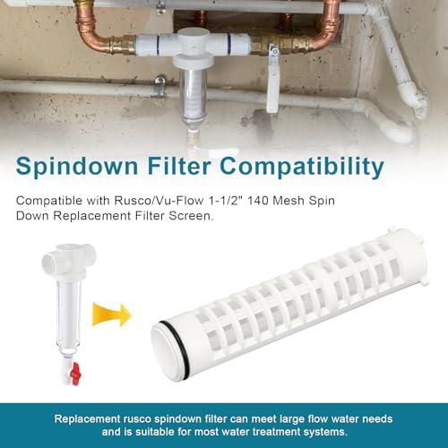 1-1/2 Inch 140 Mesh Spin Down Sediment Filters for Rusco Vu Flow, 1.5 Inch Sprinkler Filter Screen, Well Water Pump Filter, Irrigation Spindown Filters 8" Long (FS-1-1-2-140) - 2 Pack - Image 2