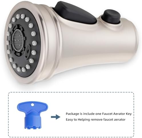 Universal Kitchen Faucet Sprayer Head 3 Modes, 15 Adapters, Brushed Nickel - Image 4