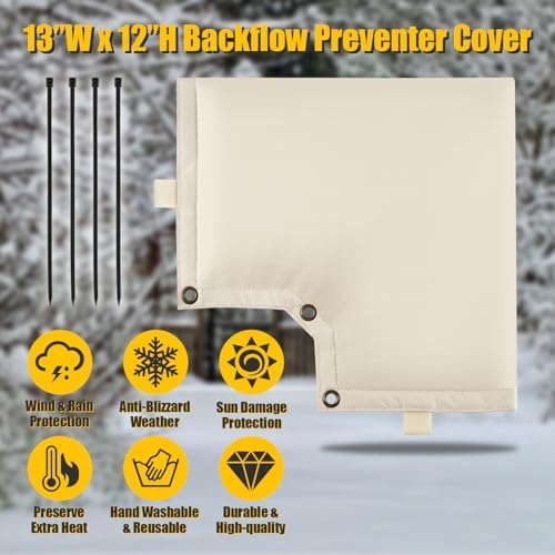 Backflow Preventer Cover Insulated Pouch 5°F - Pressure Vacuum Breaker Cover (13" W x 12" H) - Enhanced 5 Layers Protection for Pressure Vacuum Breakers, Sprinkler Valve Winter Water Well Pump Covers - Image 4
