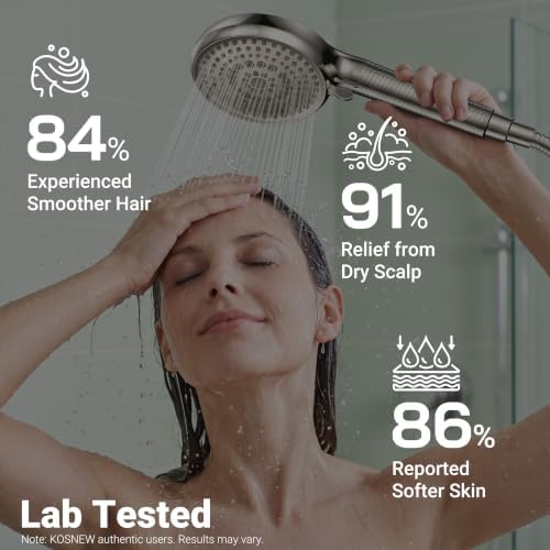 KOSNEW Filtered Shower Head with Handheld, 9 Spray Modes with 1PCS Filter - Image 2