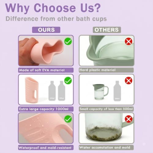 Babylush Baby Bath Rinse Cup & Rinser – 1000ml Soft EVA, 0.3lb Lightweight, BPA-Free Bath Water Pourer, Baby Bath Pitcher, Shower Cup for Kids (Coral Pink) - Image 5