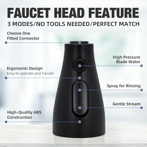 Kitchen Faucet Head Replacement, 3-Function Pull Down Spray Head with 9 Adapters, Sink Faucet Spray Head Compatible with Moen, Delta, American Standard Faucet, etc, Matte Black - Image 5