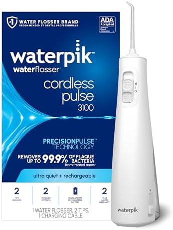 Waterpik Cordless Pulse 3100 Portable Water Flosser, Rechargeable, White by Waterpik
