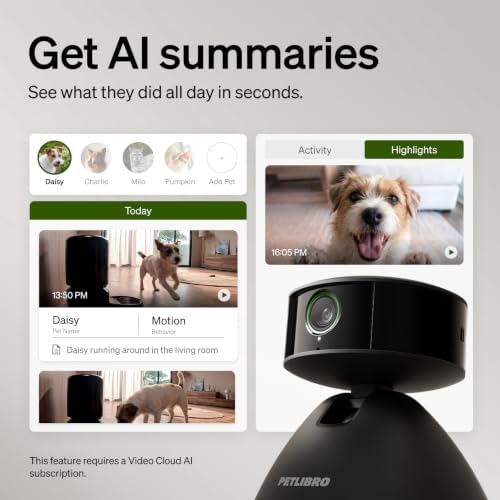 PETLIBRO Dog Camera with Phone App, 360° Auto Tracking Pet Camera Indoor with Phone App for Home Alone Pets, Cat & Puppy Camera with 2-Way Audio, Night Vision, Indoor Camera WiFi - Image 3