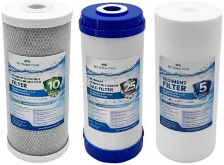 3-Stage Whole House Water Filter System, 1" NPT Brass Ports - Big Blue 10"x4.5" Housings, Sediment + GAC + Coconut Carbon Block, Wrench & Install Kit - Image 2