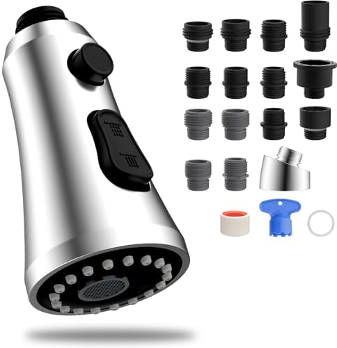 Hibbent Pull Down Kitchen Faucet Head Replacement with 15 Adapters by Hibbent