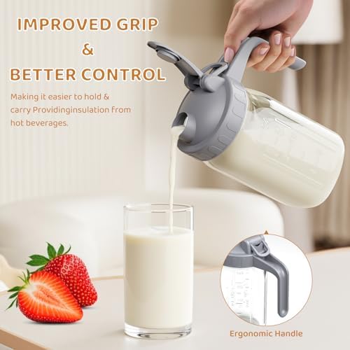 32 oz Breast Milk Pitcher, Glass Mason Jar Pitcher with Lid - Image 3