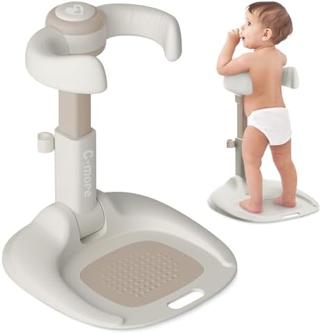 Cmore Baby Shower Stand - Smooth Holder Arms with Adjustable Height, Stable Support Base, Anti-Slip Mat & Floor Pads, ABS Plastic (BPA-Free), Foldable - Suitable for Infants & Toddlers 6-36 Months by Cmore