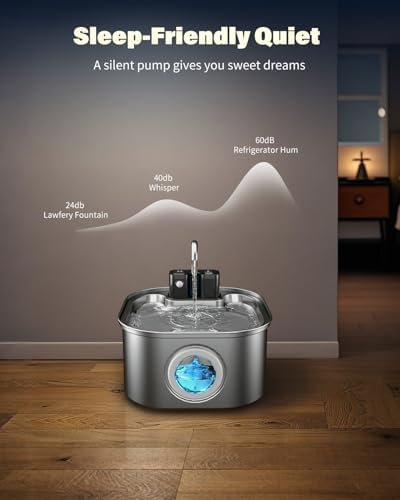 Lawfery 3.2L/108oz Wireless Stainless Steel Cat Water Fountain - Image 5