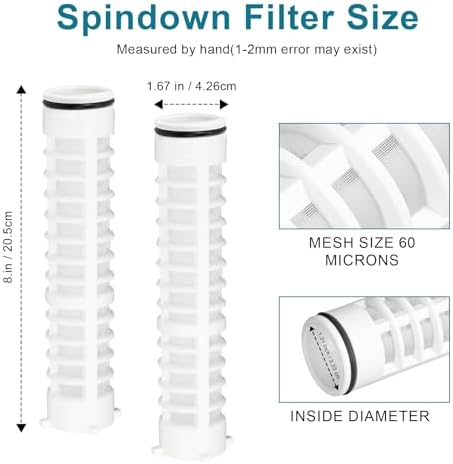 1-1/2 Inch 60 Mesh Spin Down Filters for Rusco Vu Flow Sediment Filter Sprinkler Water Filter Well Pump Spindown Screen Irrigation Filters 8" Long - 2 Pack (FS-1-1-2-60) - Image 3