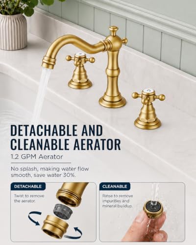 gotonovo Bathroom Faucet 3 Hole Vintage, Antique Brass, H C Label - Image 5