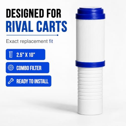 Tucker® Sediment Carbon Combo Filter 2.5 x 10 Inch - 5 Micron Chloramine Filtration – Ideal Water Filter for Window & Solar Panel Cleaning - Polypropylene Cartridge for Rival Cart - Image 3