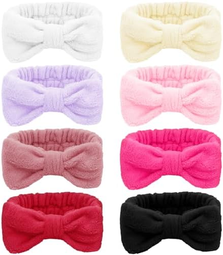 Ondder Spa Terry Cloth Skincare Headbands for Women - 8 Pcs Cute Bow Hair Bands for Makeup, Face Wash and Skin Care by Ondder