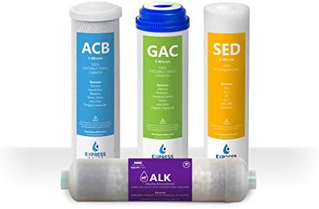 Express Water – 6 Months Alkaline Reverse Osmosis System Replacement Filter Set – 4 Filters – 10 inch Size Water Filters by ExpressWater