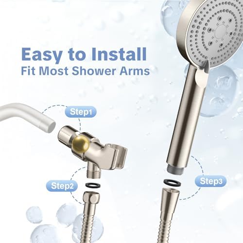 OFFO Filtered Shower Head with Handheld, 20 Stage Shower Head with Filters with 60" Stainless Steel Hose & Holder, 4” High Pressure 6-Mode to Remove Chlorine, Brushed Nickel - Image 7