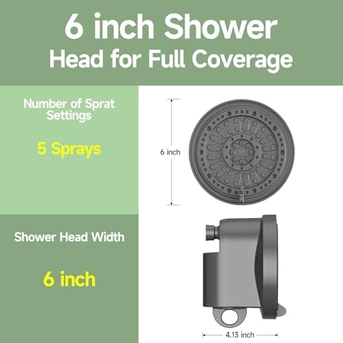 Filtered Shower Head with 30 Stage Water Softener Filter, 6 Inch High Pressure Showerhead for Hard Water, 5 Spray Modes to Remove Chlorine & Heavy Metals, Easy Install Fixed Shower Head - Image 6