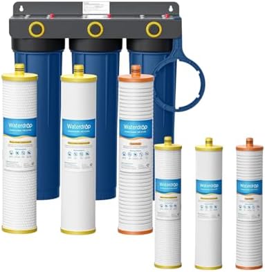 Waterdrop WHF3E 3-Stage Whole House Water Filter System with Extra 3-Pack EF20SKH Whole House Water Filter, Bundle by Waterdrop