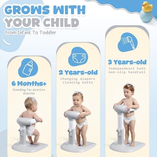 Orzbow Baby Bath Stand with Non-Slip Base - Adjustable Height, Gray - Image 6