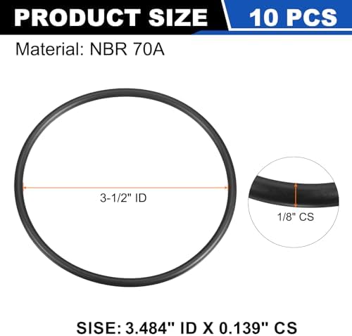 uxcell 10Pcs AS-238 NBR 70A O-Rings 3-1/2"ID x 1/8"CS/3.484"ID x 0.139"CS - Image 2