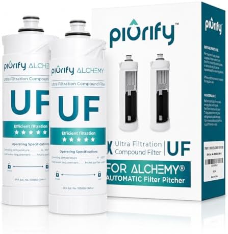 PIURIFY 2-Pack Filters for Alchemy Electric Water Filter Pitcher by PremiumHydrogenWaterBottlesandAdvancedWaterFiltrationPitchers