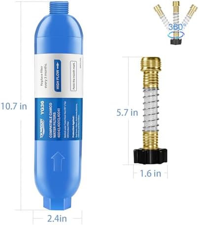 RV Inline/Marine Water Filter With Flexible Hose Protector, 2 Pack - Image 3