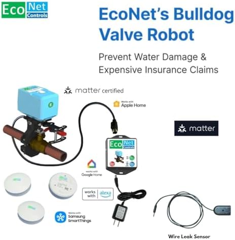 EVC400-MW-SK3-WLS1M Bulldog Matter WiFi Valve Robot Kit with 3 Leak Sensors + Wired Sensor, Smart Water Shutoff Valve, No Hub Required, Easy DIY Install, Fits up to 1.5" Valves - Image 2