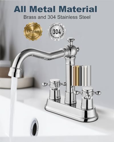 Aolemi 4 Inch Centerset Bathroom Sink Faucet 2 Handle Polish Chrome - Image 5