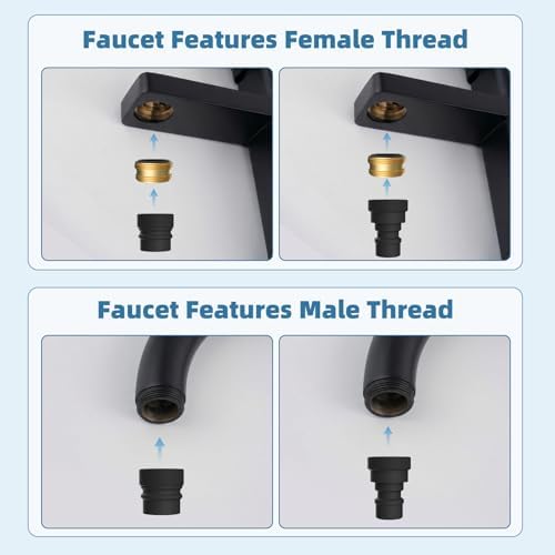 2 PCS Portable Dishwasher Faucet Adapter, Metal Sink Faucet Aerator, Black - Image 2