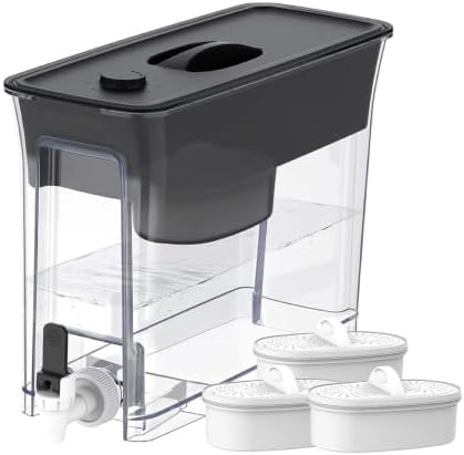 Waterdrop WFD-40L-L Water Filter Dispenser with 3 Filters, 35-Cup Large Capacity, 200-Gallon Long-Life, Faster Filtration, Reduces Chlorine, PFOA/PFOS and More, BPA Free, Black by Waterdrop