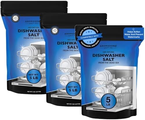 Aromasong Dishwasher Salt 15 LB - 100% Natural Water Softening Agent Compatible with Bosch, Miele, Whirlpool, Thermador, and More... for Cleaner Dishes & Washer Reactivation. (packaging may vary) by Aromasong
