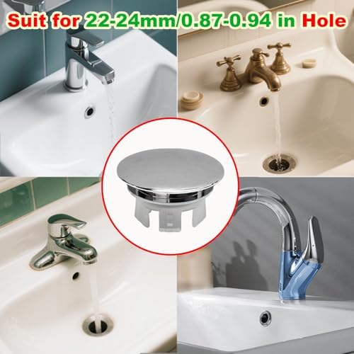 2 Pack Sink Basin Overflow Trim Ring,Solid Brass Bathroom Sink Trim Overflow Cover,Bathroom Kitchen Sink Trim Overfollow Cover Insert in Hole Round Caps(Silver) - Image 3