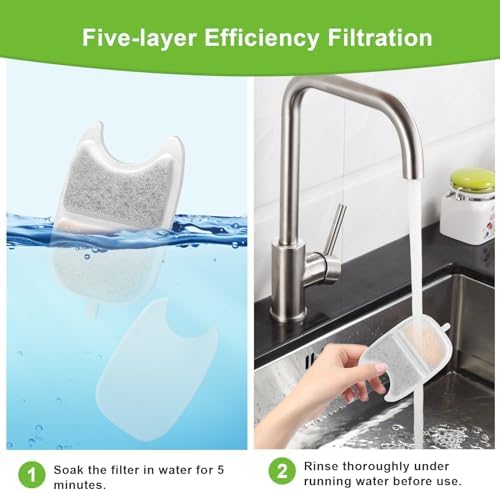 12 Sets Replacement Filters Compatible with Feelneedy 4L Wilreless Cat Water Fountain, 135 fl oz/4L Wilreless Cat Water Fountain Filters,Triple Filtration Pet Fountain Filter Replacement - Image 5