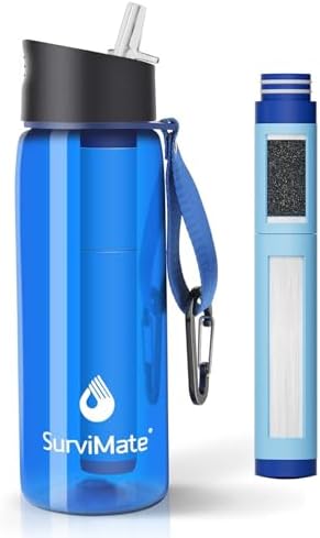 SurviMate 5-Stage 0.01μm Ultra-Filtration Filtered Water Bottle BPA-Free by SurviMate