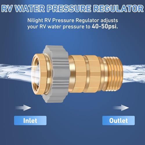 Nilight RV Hi-Flow Water Regulator Lead-Free Brass Valve 3/4" Thread - Image 4