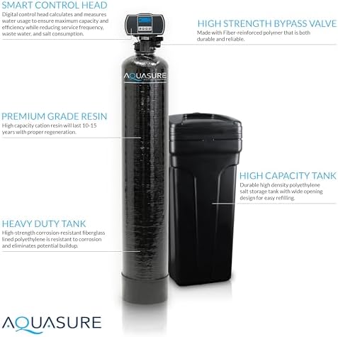 Aquasure Signature Elite Complete Whole House Water Treatment System with Digital Metered Control Water Softener, Conditioner and 75 GPD RO Reverse Osmosis Filtration (72,000 Grains) - Image 5